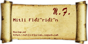 Mitli Flórián névjegykártya